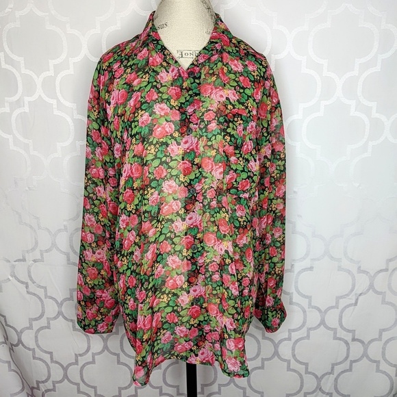 Clio Tops - 4/$20 Clio Sheer Floral Button Down